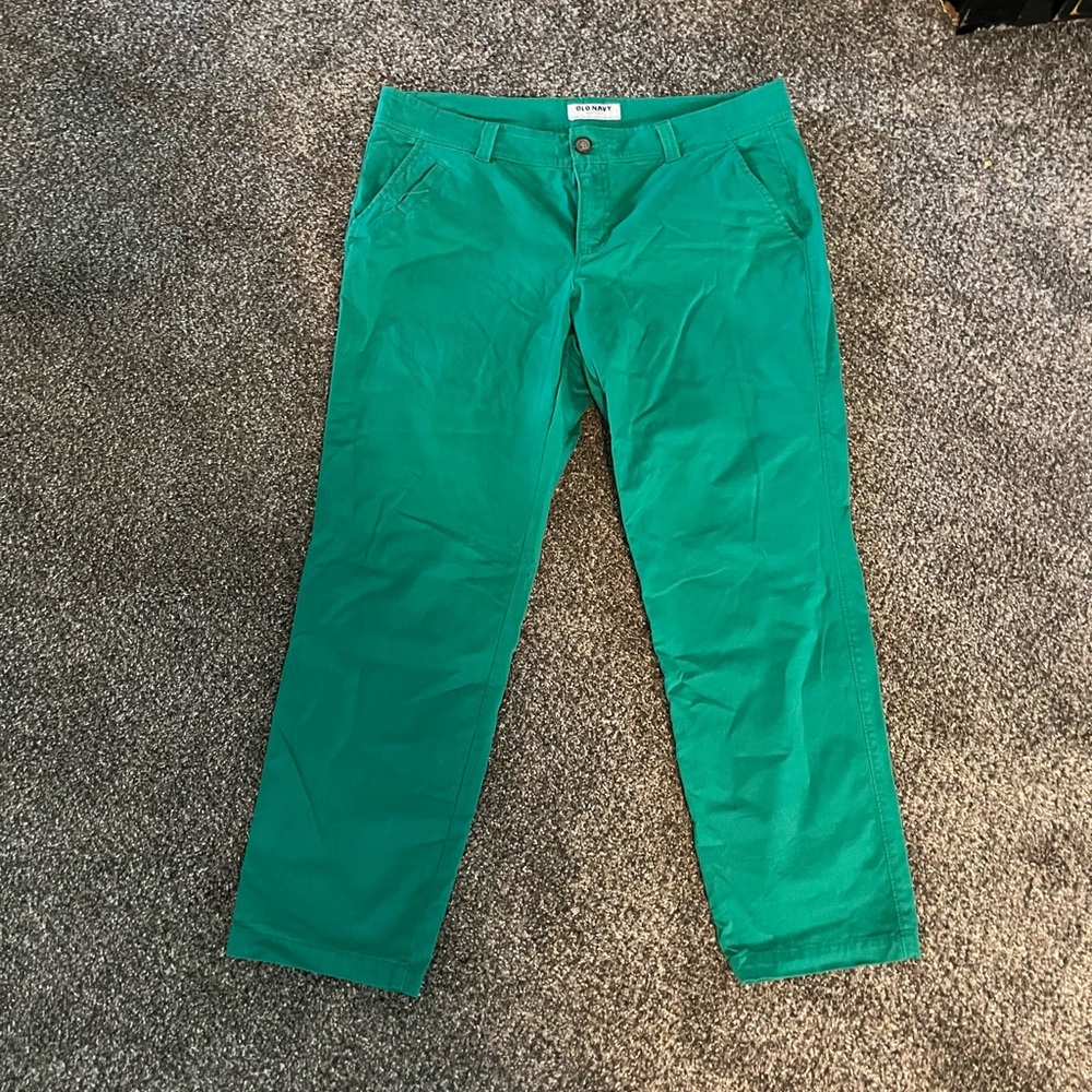 Kelly green chino ankle pants